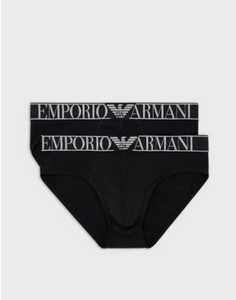 BIPACK SLIP EMPORIO ARMANI - BANDA LOGO -  111733 - NERO/NERO